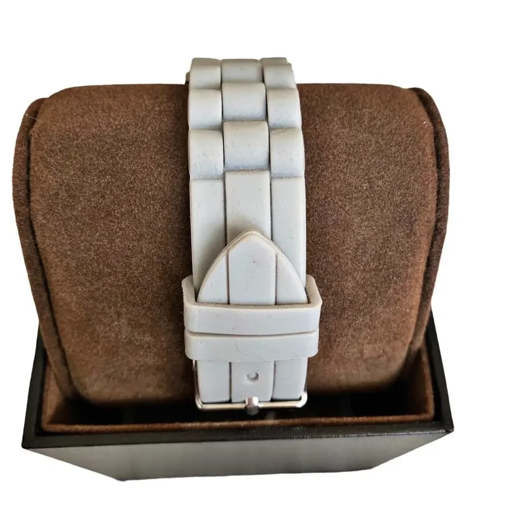 Charming Charlie Grey Navy Anchors Away Rhinestone Bezel Quartz Movement Watch